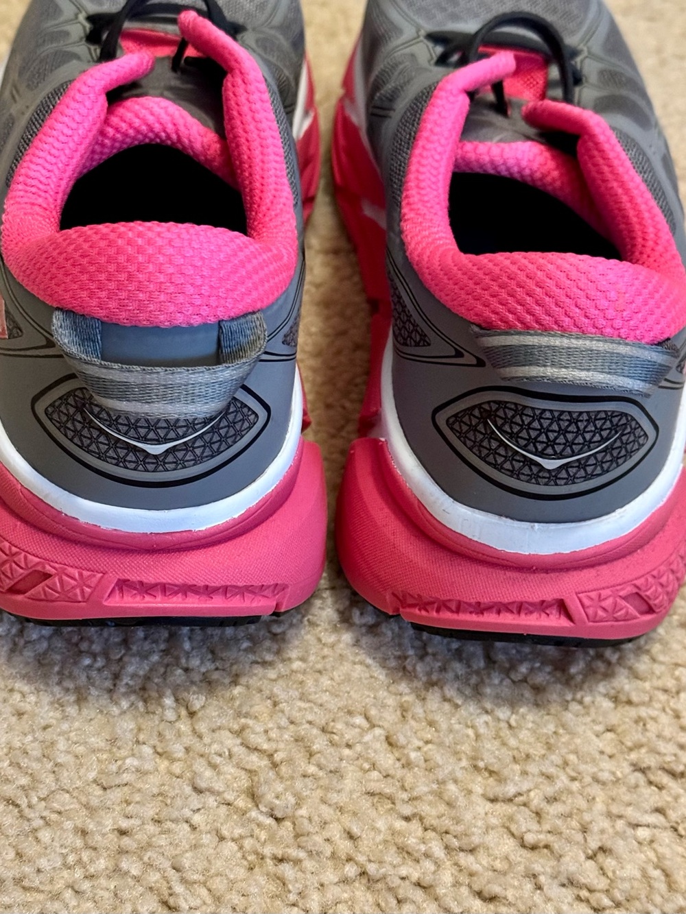 Hoka One on One’s Women's Gray and Hot Pink Athletic Running Shoes - Picture 4 of 8